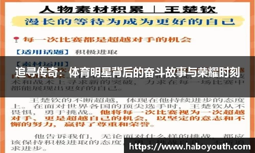 追寻传奇：体育明星背后的奋斗故事与荣耀时刻
